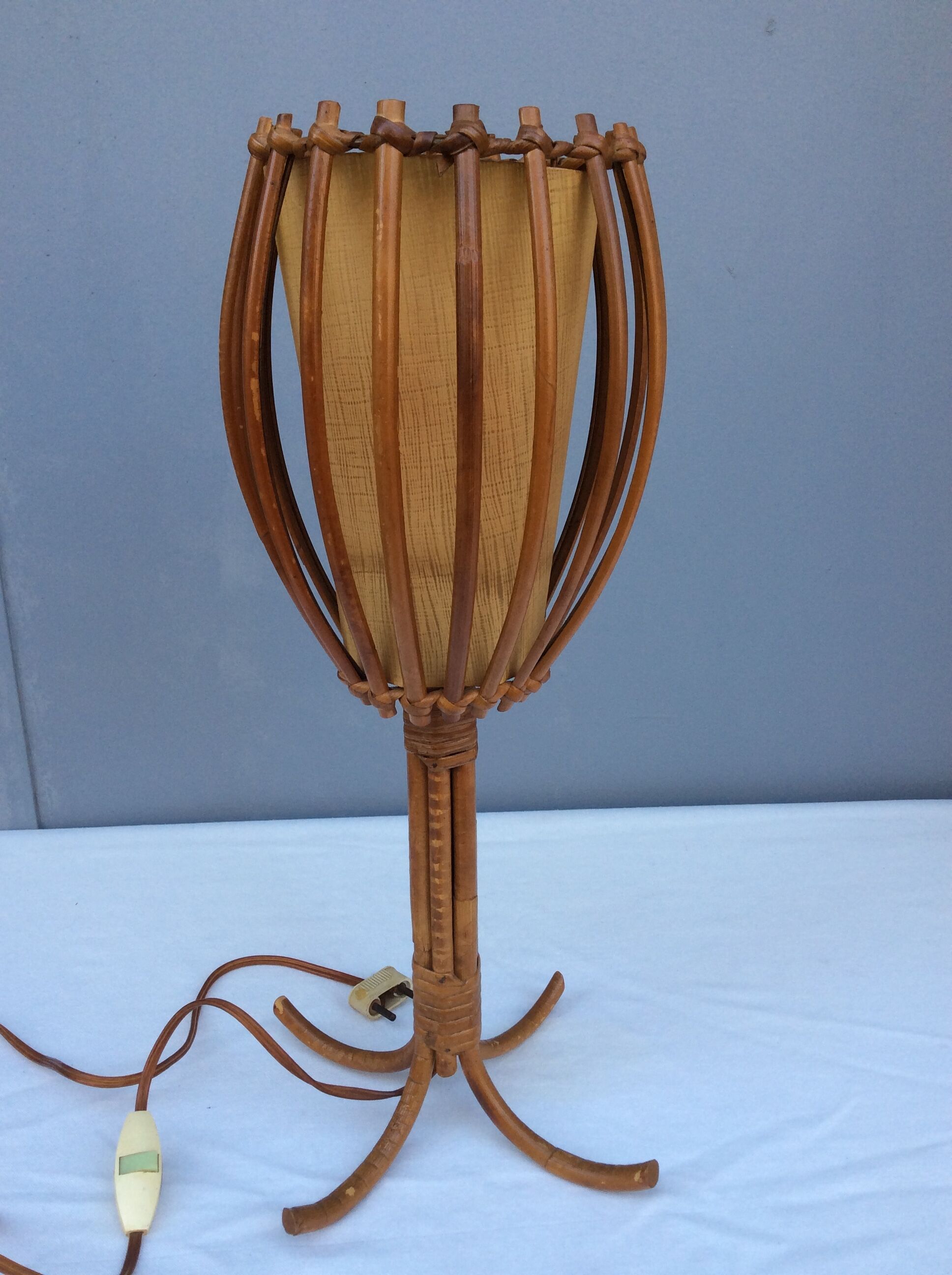 Rattan lamp by Louis Sognot, 1960s