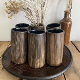 Six terracotta glasses, matt and glazed