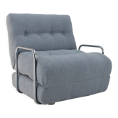 1970s convertible chrome armchair in bouclé ,czechoslovakia