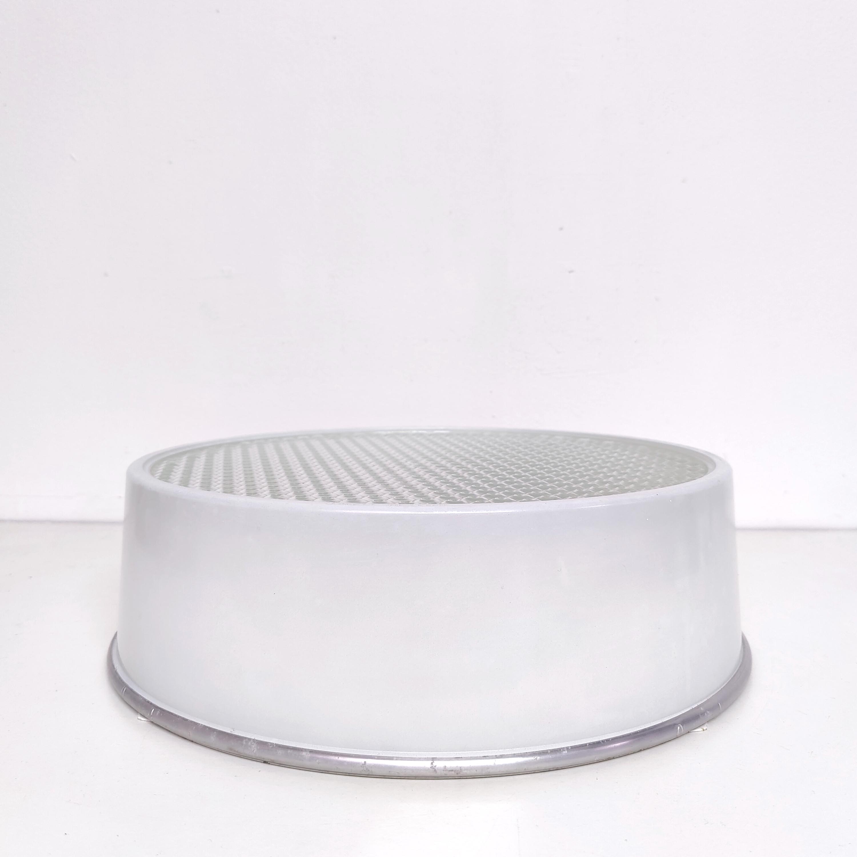 Ceiling lamp or wall lamp Holophane white opaline glass 1970 diameter 35cm