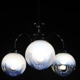 1960s Chrome Plated Chandelier with Murano Glass, Italy