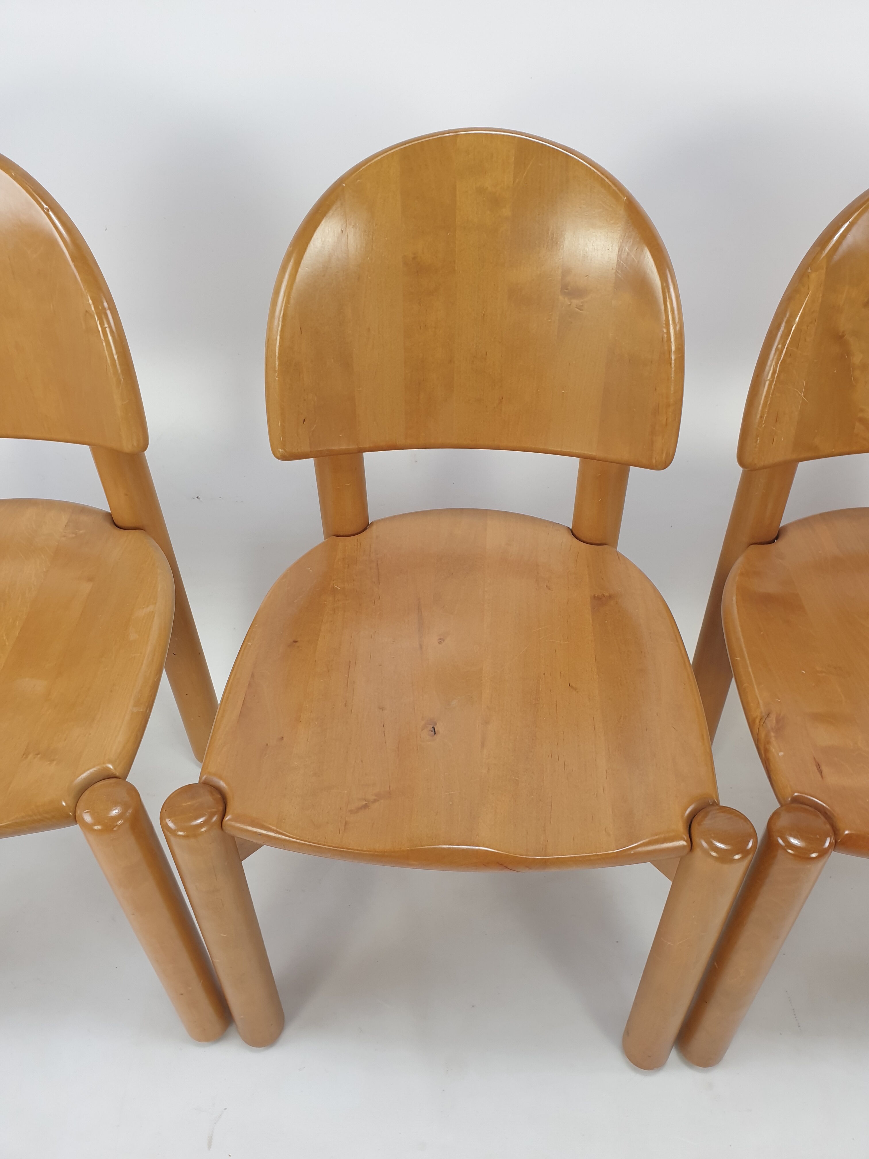 Set of 4 oak wood dining chairs, 1980s