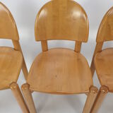 Set of 4 oak wood dining chairs, 1980s