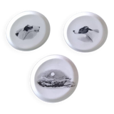 Set of 3 small decorative plates from Limoges - animal theme