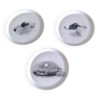 Set of 3 small decorative plates from Limoges - animal theme