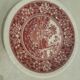 Old earthenware dessert plate, red country-style decoration by Villeroy and Boch.
