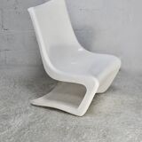 Fauteuil space age en fibre de verre laquée blanche, circa 1970