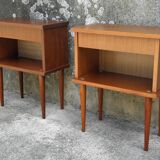 Pair of bedside tables feet spindles 70s