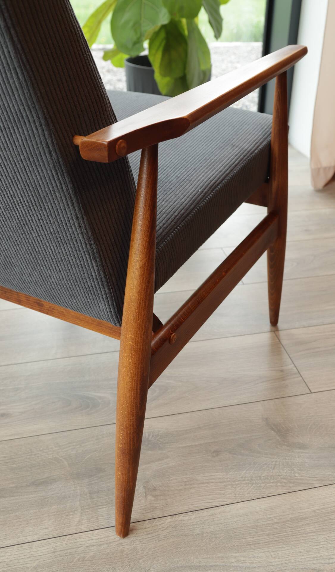 Scandinavian modern armchair graphite corduroy H.Lis