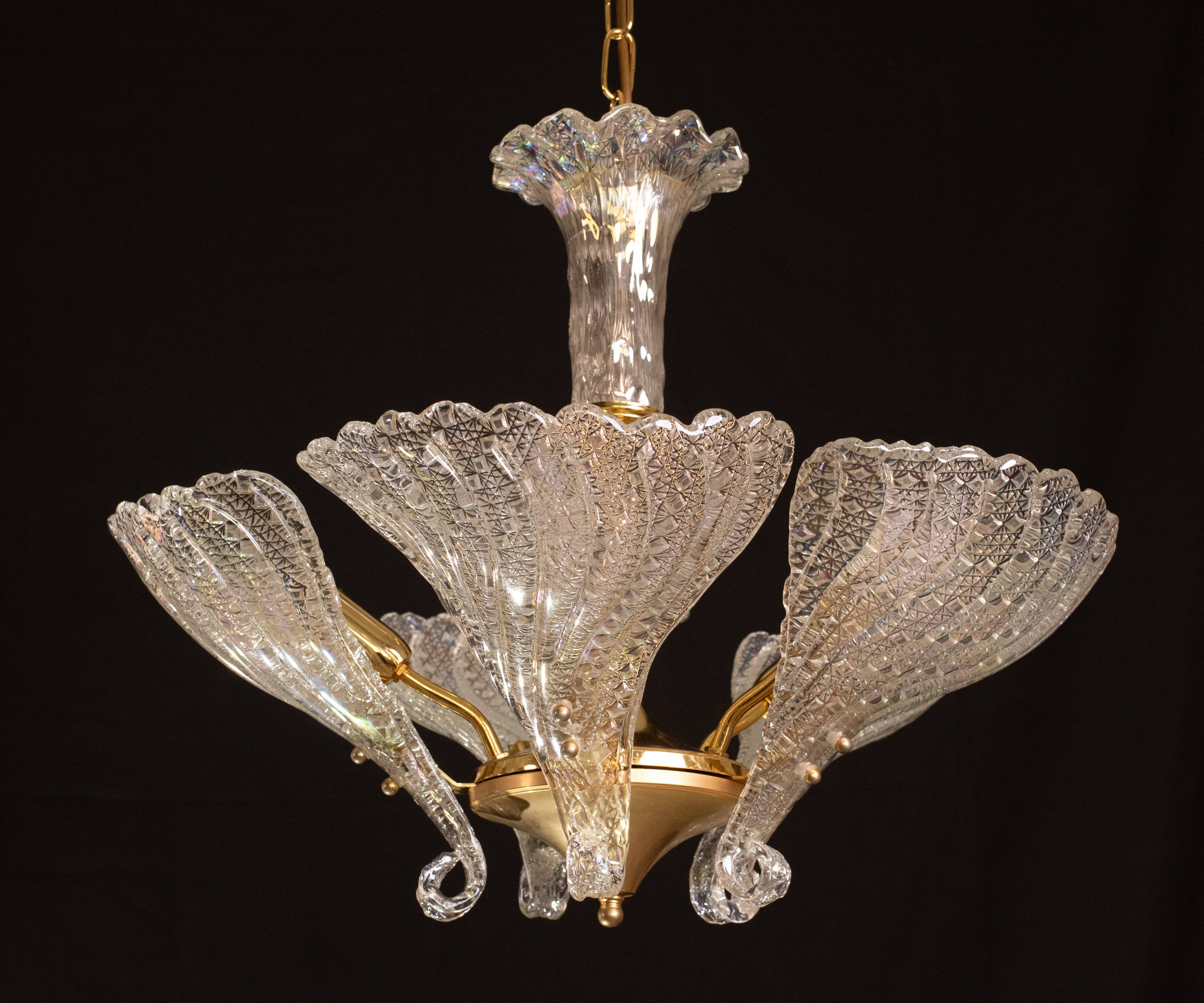 Elegant Murano Candlestick Iridescent Leaves