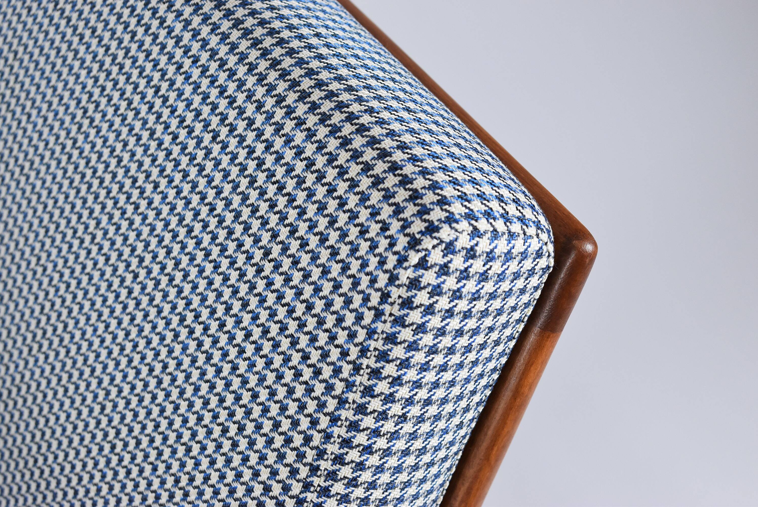 Fauteuil scandinave original Stefan, entièrement restauré, icône des années 1960, pied de poule