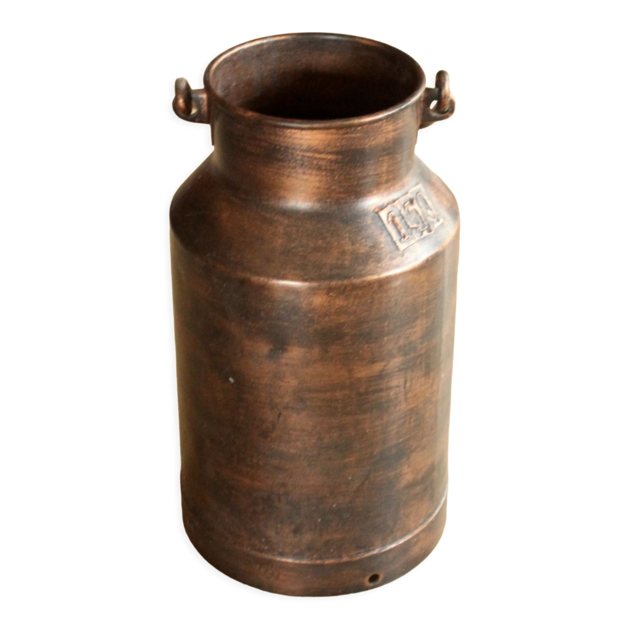 Umbrella stand old copper plated milk can with plastic insert - vintage
