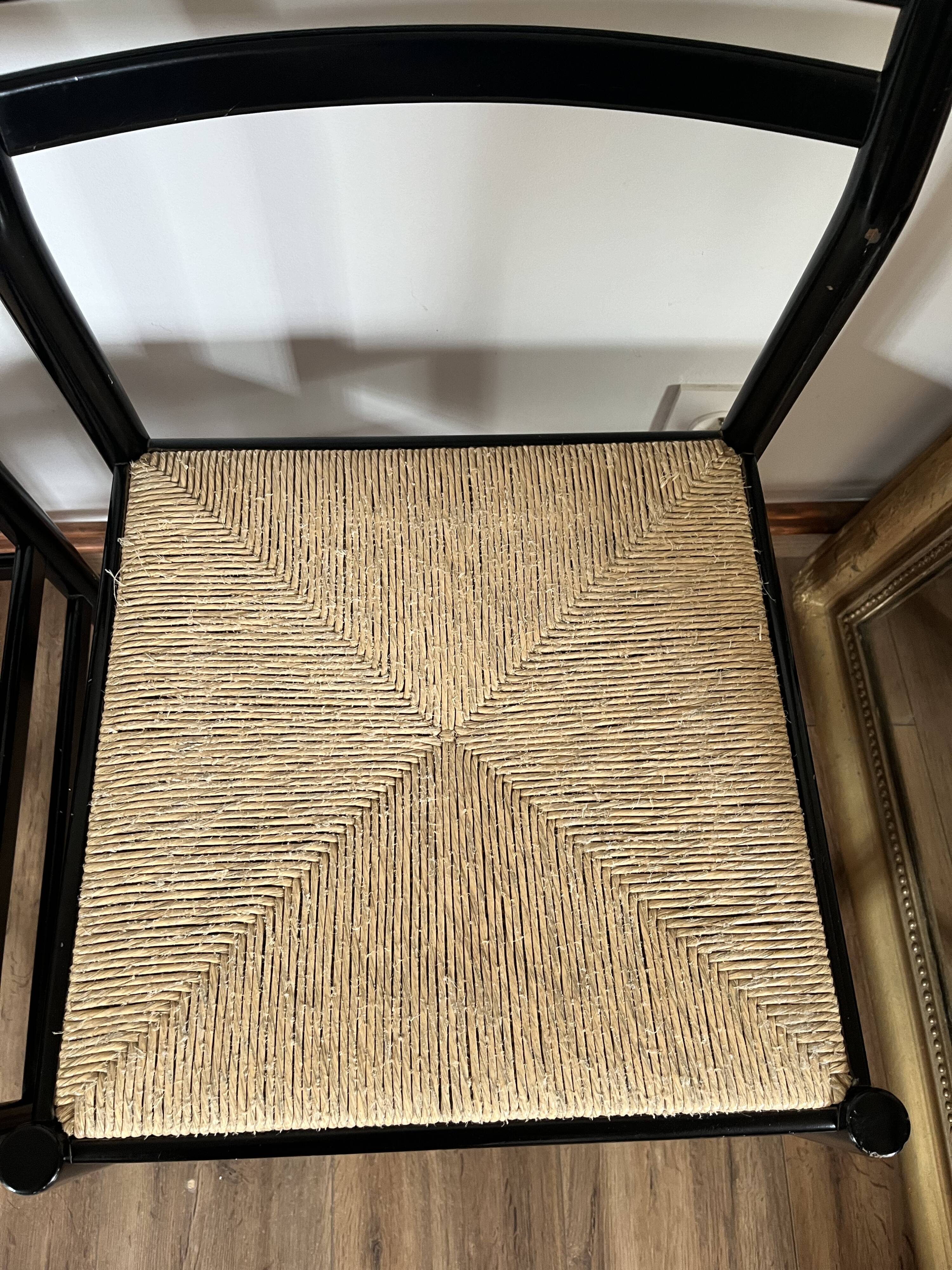 Set of 4 Italian black chairs 1970s