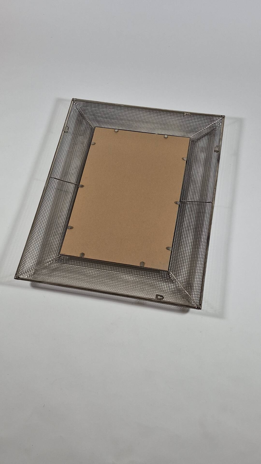 Vintage postmodern metall grid wall mirror