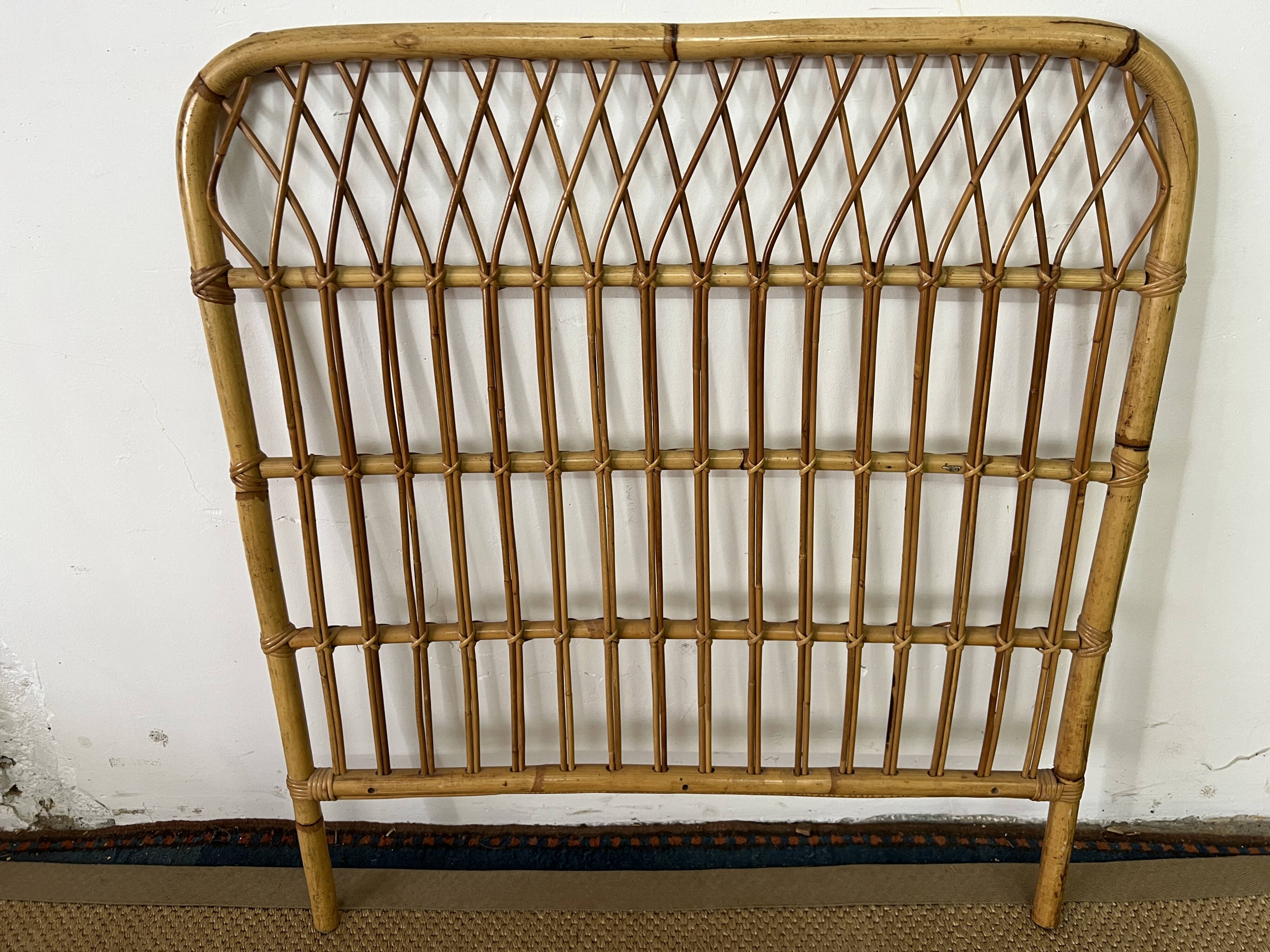 Vintage bamboo and rattan headboard