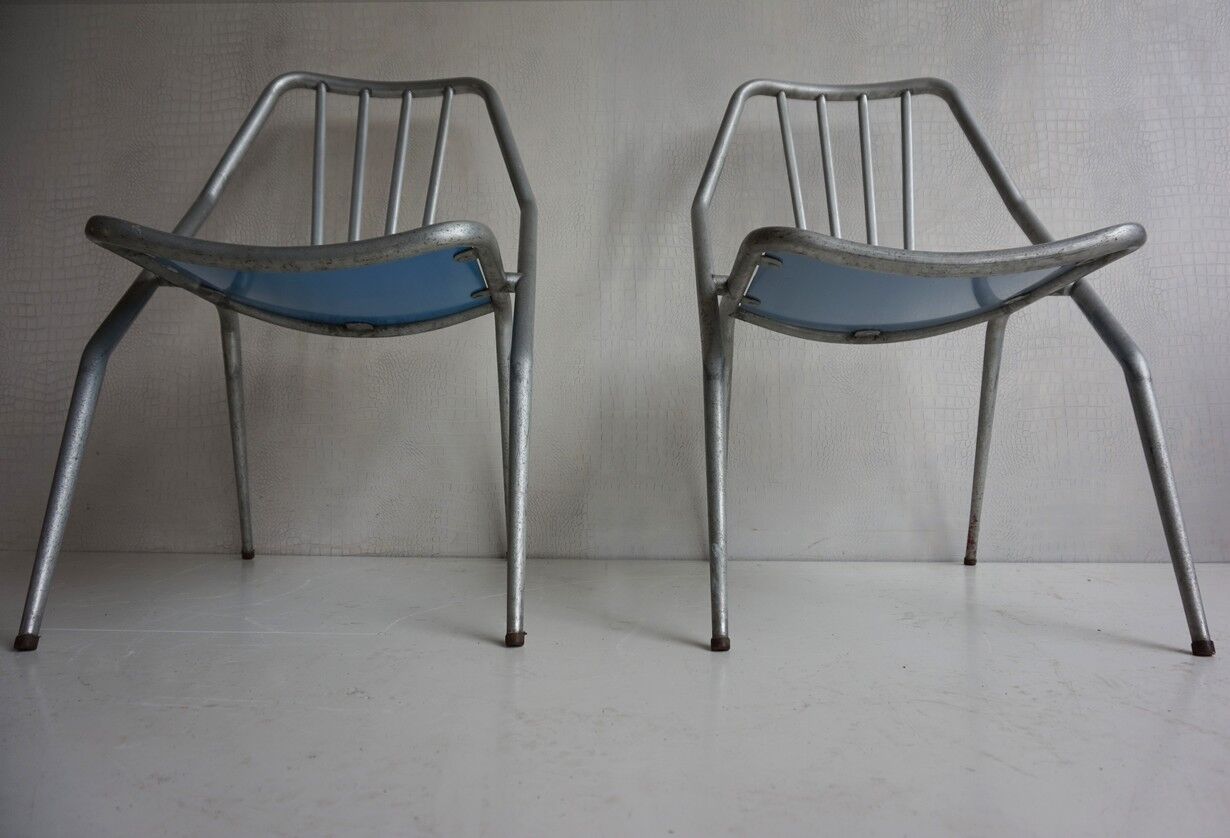 Italian Aluminum Garden Chairs from Industrie Conti Cornuda, 1940s, Set of 2