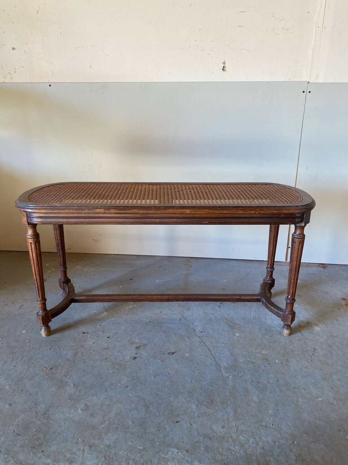 Louis XVI style 2-seater caned piano bench