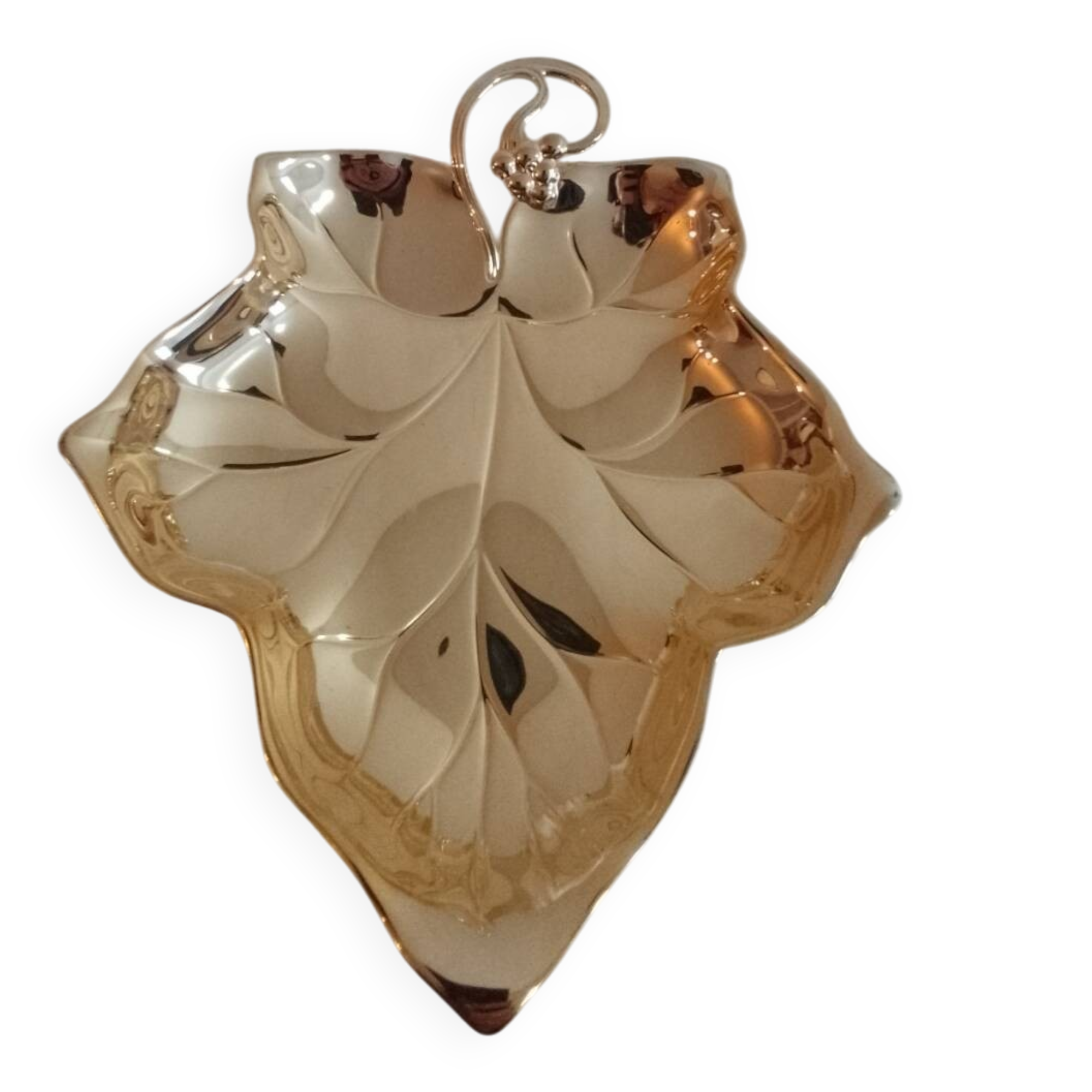 Silver leaf vine dish, silver-plated metal