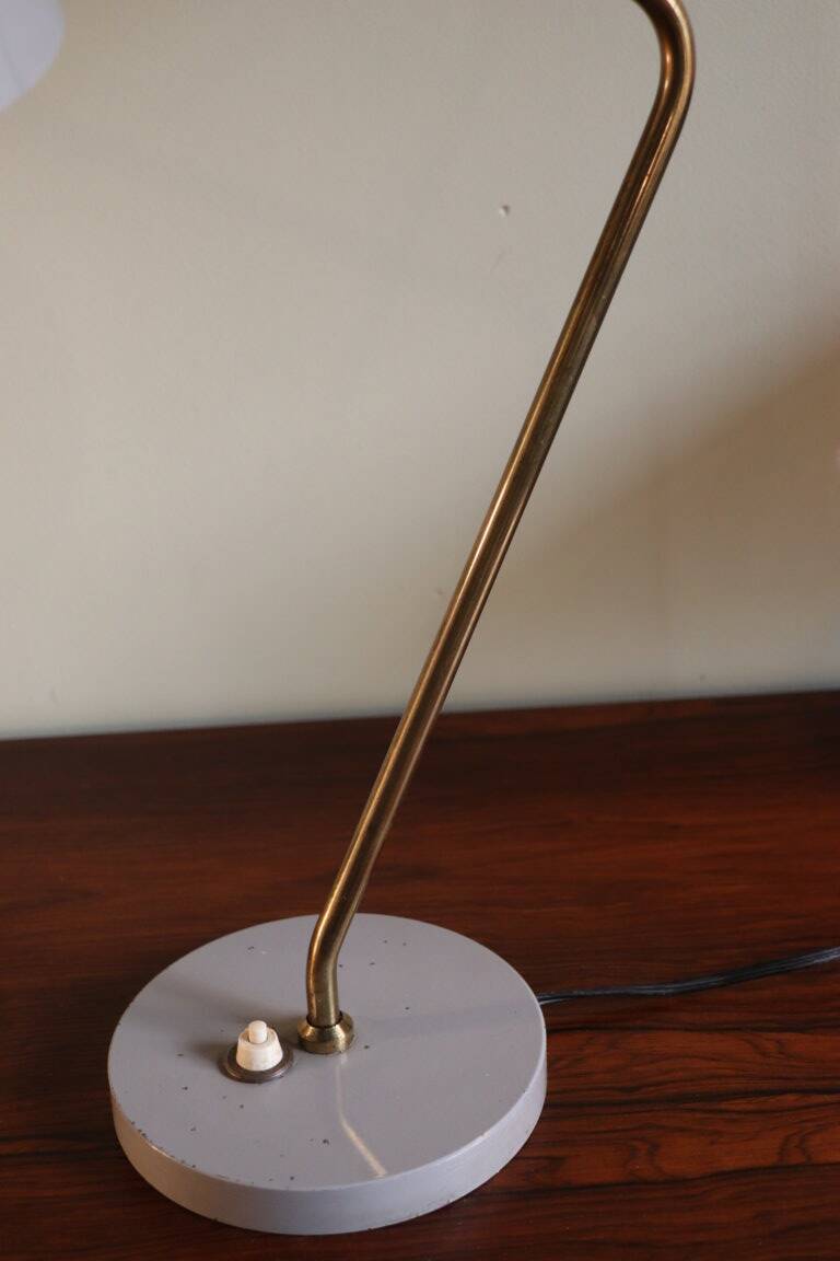 Vintage desk lamp in brass and gray lacquered metal, 1950s