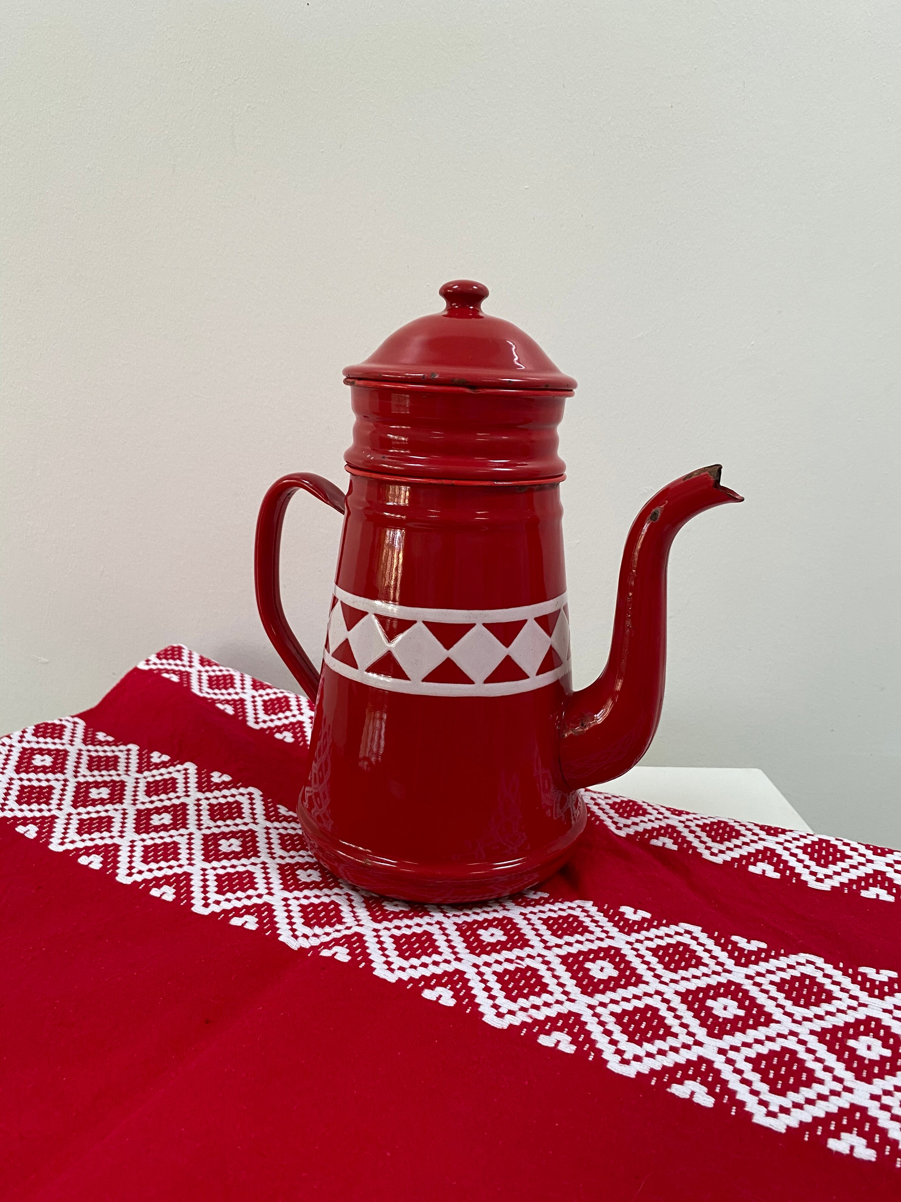 Old enamelled coffee maker from the 60s