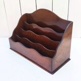 Varnished wooden letter holder vintage office accessory