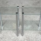 2 vintage 1980 rectangular sofa ends 2 translucent trays round tube