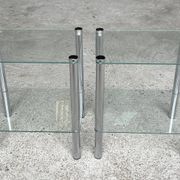 2 vintage 1980 rectangular sofa ends 2 translucent trays round tube