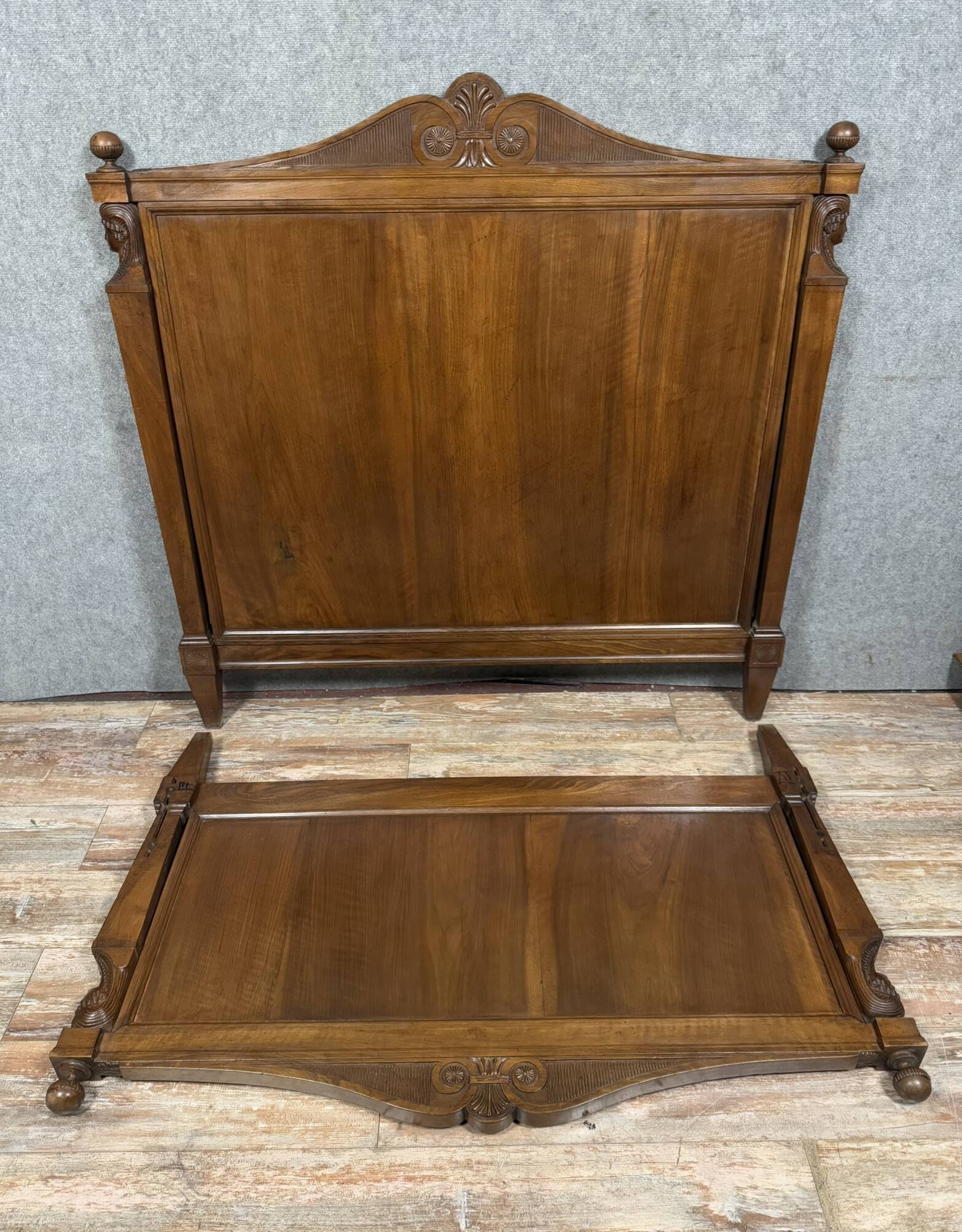 Bastel stamped bed from the Empire Consulate period in walnut circa 1800