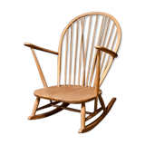Rocking chair mid-century in light elm by Lucian Ercolani for Ercol