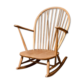 Rocking chair mid-century in light elm by Lucian Ercolani for Ercol