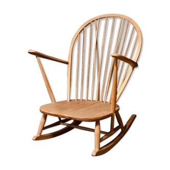 Rocking chair mid-century in light elm by Lucian Ercolani for Ercol