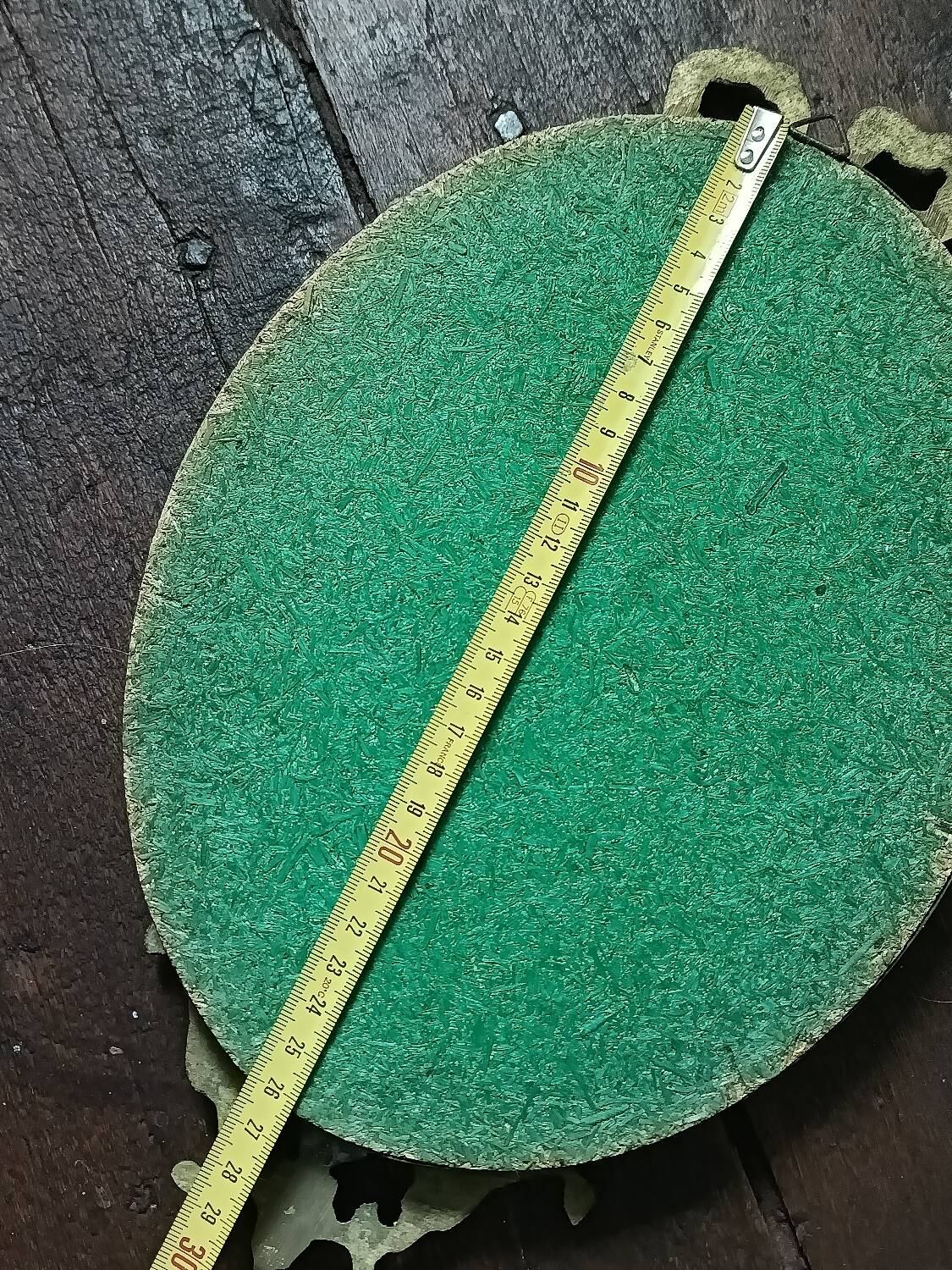 Antique mirror, oval with brass crest