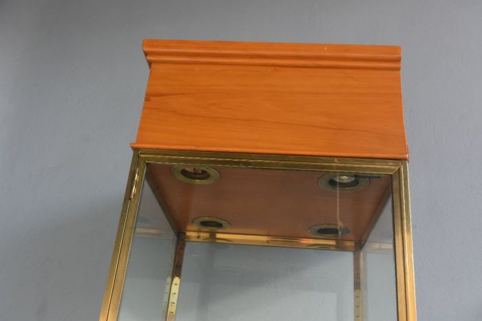 Brass and wood store window