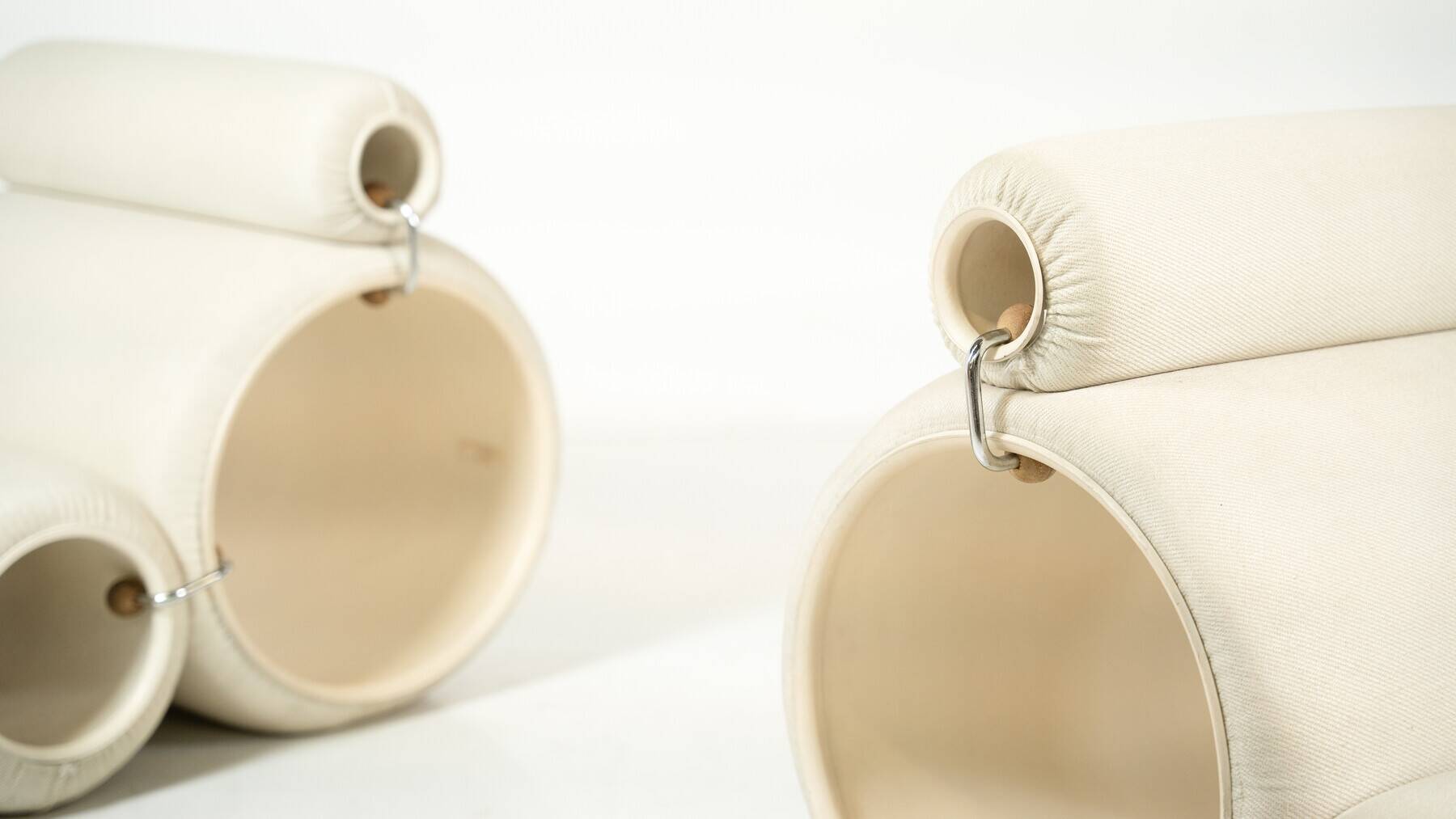 Pair of Tube Armchairs by Joe Colombo for Flexform, first edition.