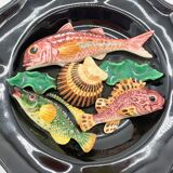 Barbotine plate with marine pattern, 1970