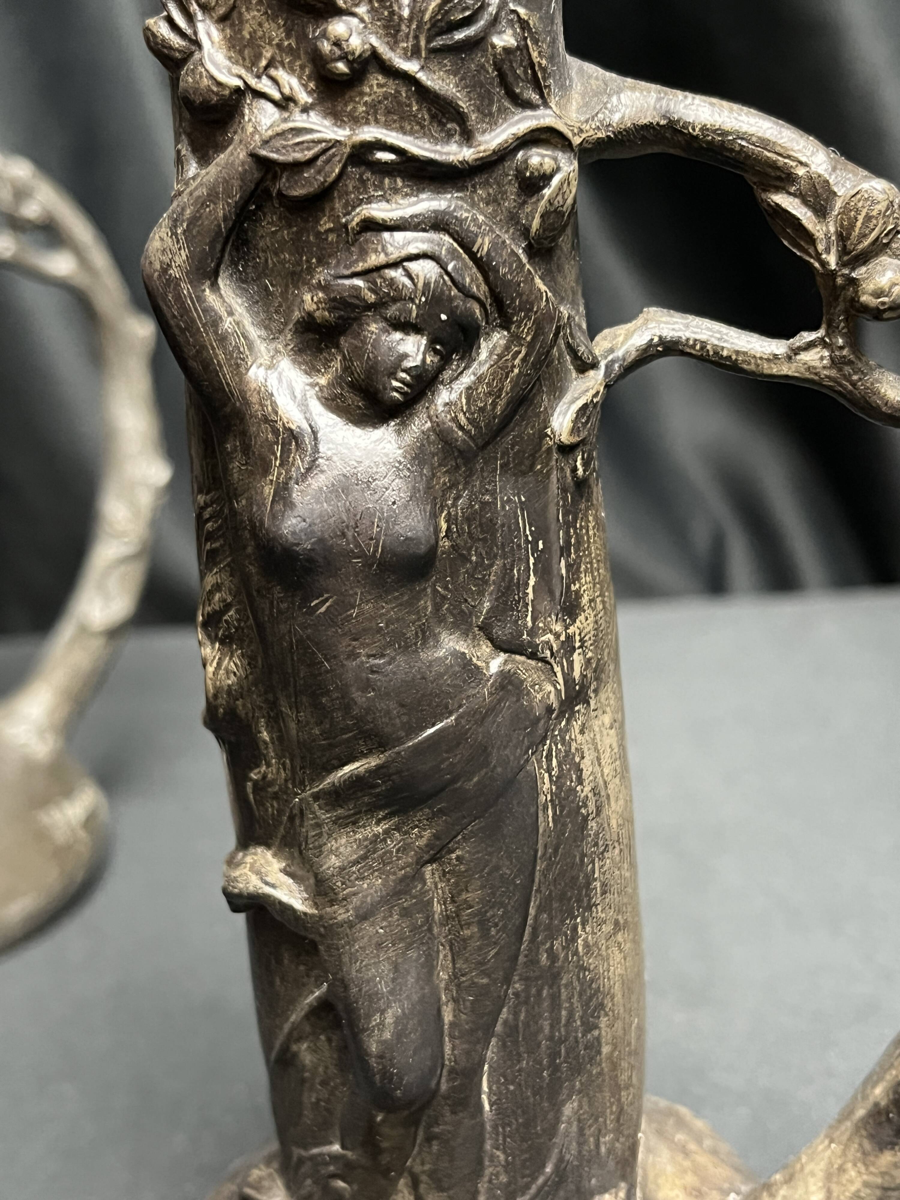 Art Nouveau pair of pewter vases signed W. Hering circa 1900