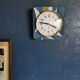 Square silent vintage wall clock clock "Jaz blue white ochre"