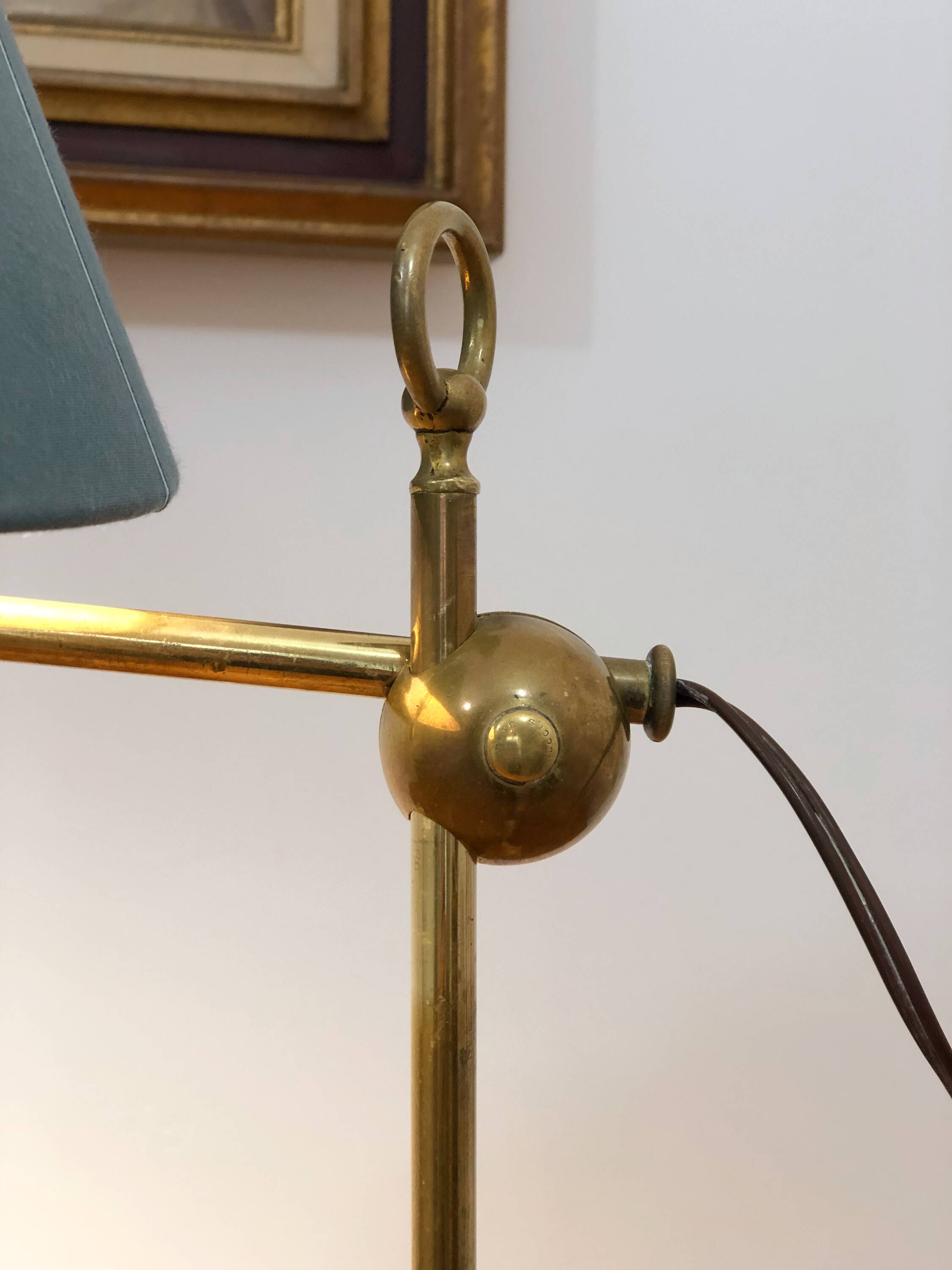 Patinated brass desk lamp, 19th century