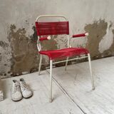 Vintage red scoubidou children's chair