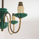 Chandelier in ceramic and brass Saint-Clement 40s