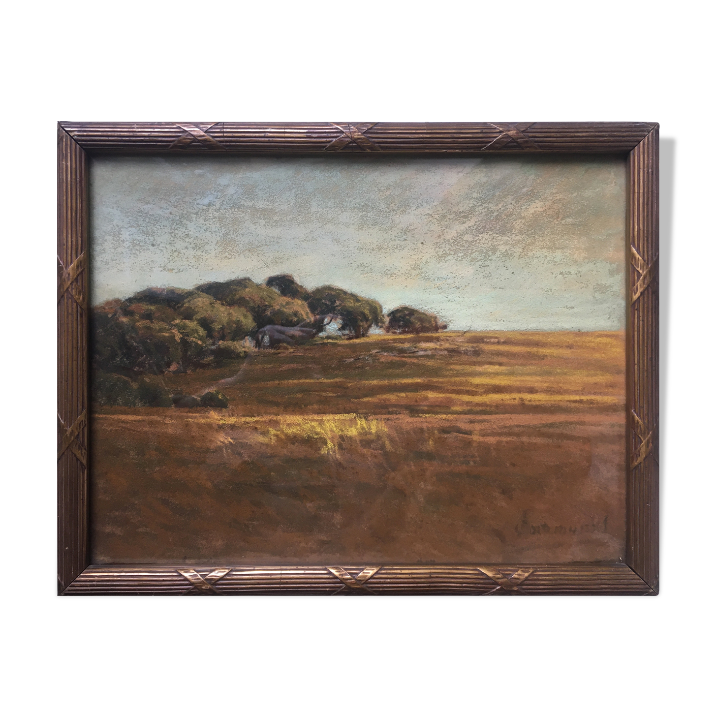 Painting pastel "landscape" by Joseph Victor Communal (1876-1962)