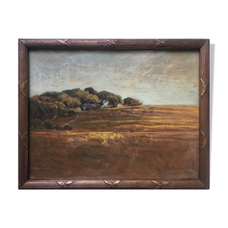 Painting pastel "landscape" by Joseph Victor Communal (1876-1962)