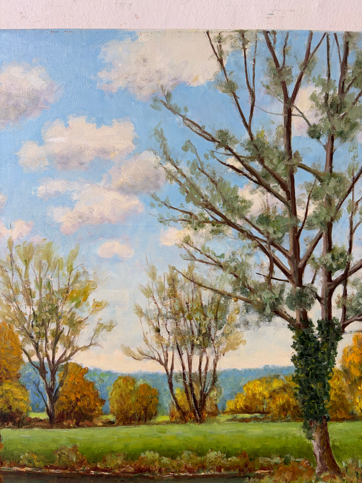 Paysage d’automne, huile sur toile signé Lagarde