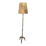 Lampadaire vintage en bronze , laiton et onyx, trépied
