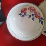 3 round dishes, hand-painted, hbcm, red décor