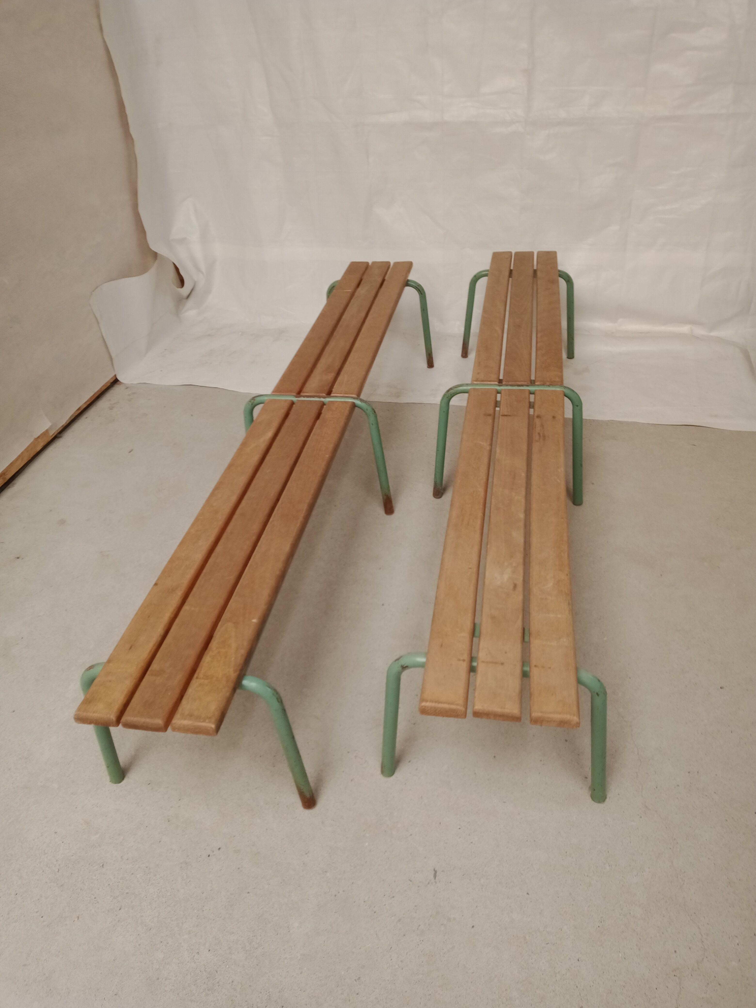 Lot of 2 former school benches