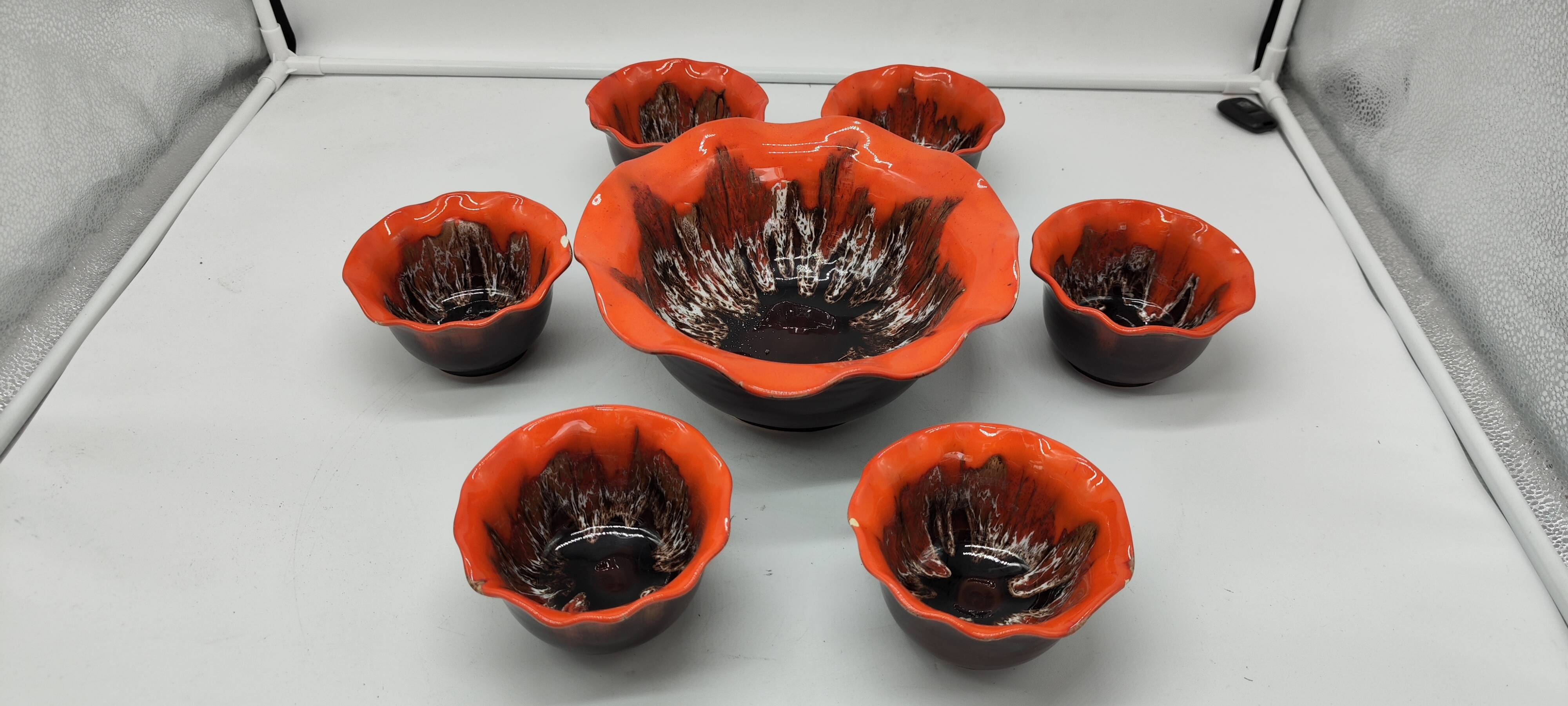 Fruit salad set 7 pieces ceramic from vallauris vintage