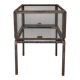 A showcase made of steel and glass, mounted on a custom-made steel base.