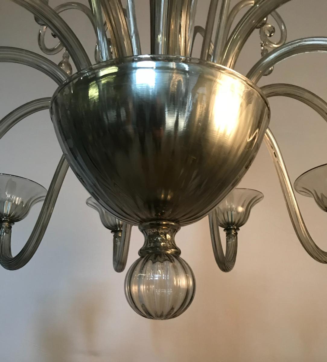 Murano glass chandelier, clear grey