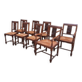 6 chairs and two brutalist armchairs